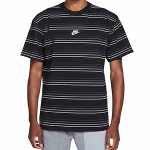 Nike Men's Striped Black and White Tee